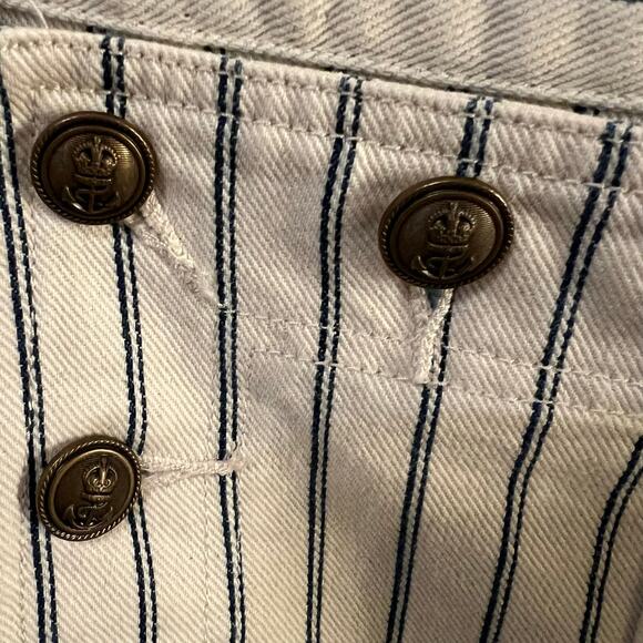 Lauren Ralph Lauren White & Blue Pinstripe Sailor Style Jean Skirt Size 4 NWT - Picture 2 of 7